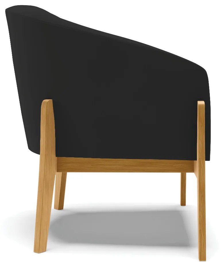 Poltrona Decorativa Base de Madeira Stella Veludo Preto D03 - D'Rossi