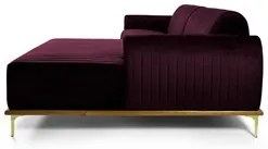 Sofá 265cm 4 Lugares com Chaise Direito Pés Gold Molino C-292 Veludo U