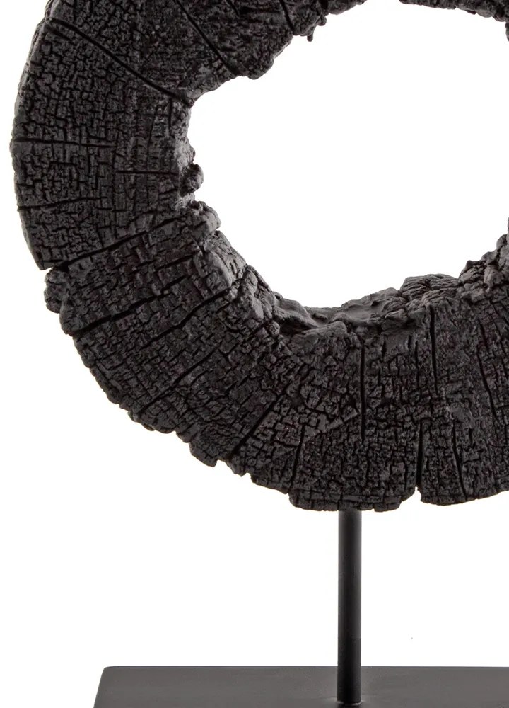 Escultura Decorativa "Circulo" Em Poliresina Preto 43,5x10 Cm - D'Rossi