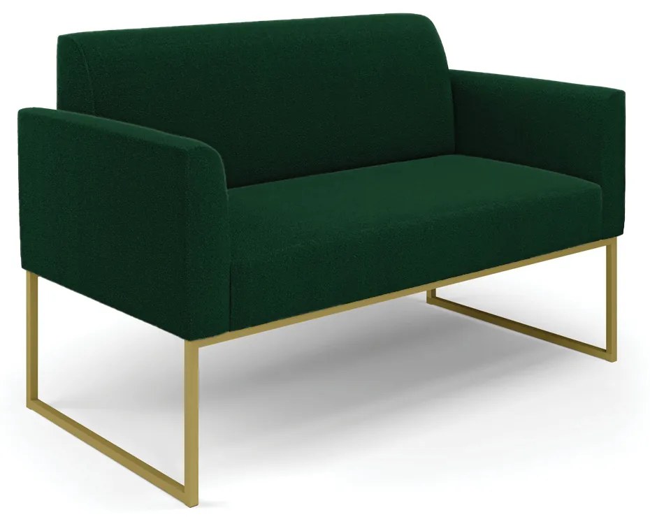 Sofá 2 Lugares Namoradeira Industrial Dourado Marisa Bouclê D03 - D'Rossi - Azul