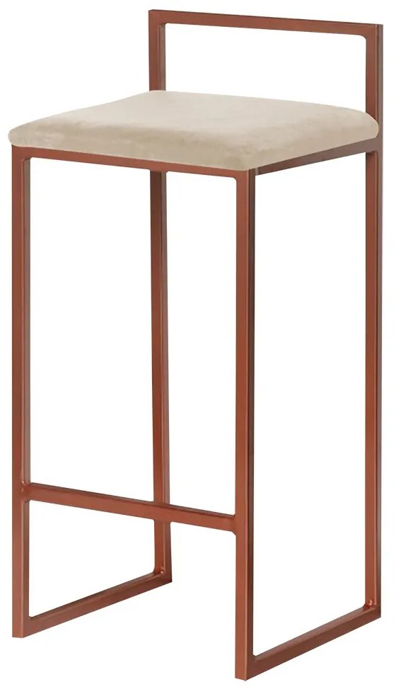 Banqueta Decorativa Jasmine Base Bronze Veludo Bege G41 - Gran Belo