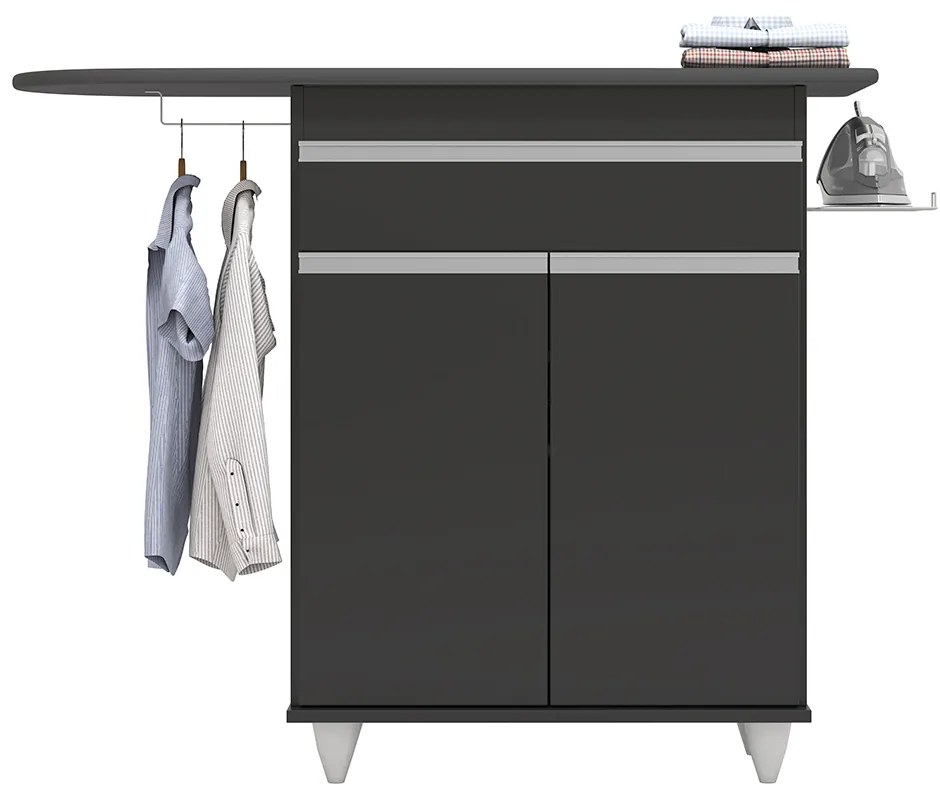 Tábua de Passar Com Balcão 02 Portas Alice Preto 119 Cm L06 - D'Rossi