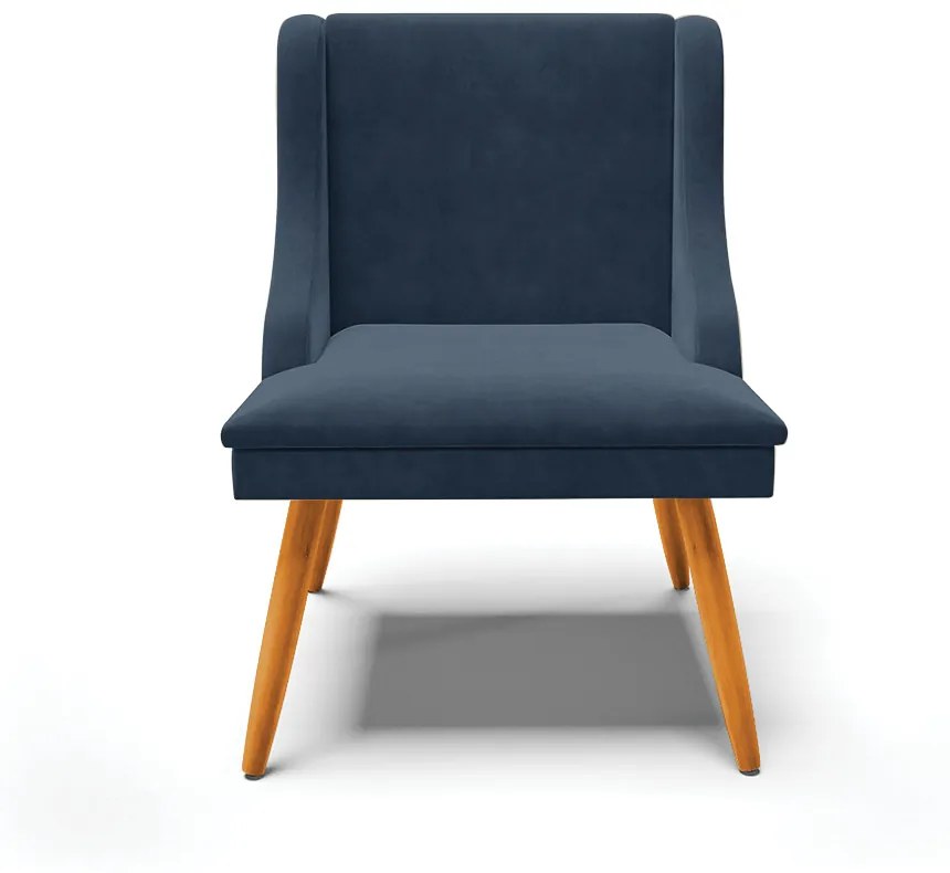 Kit 10 Cadeiras de Jantar Liz Suede Pes Palito Castanho D03 - D'Rossi - Azul Marinho