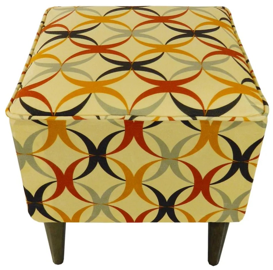 Puff Quadrado Milão Suprema em Suede com Pés Palito - Arcos