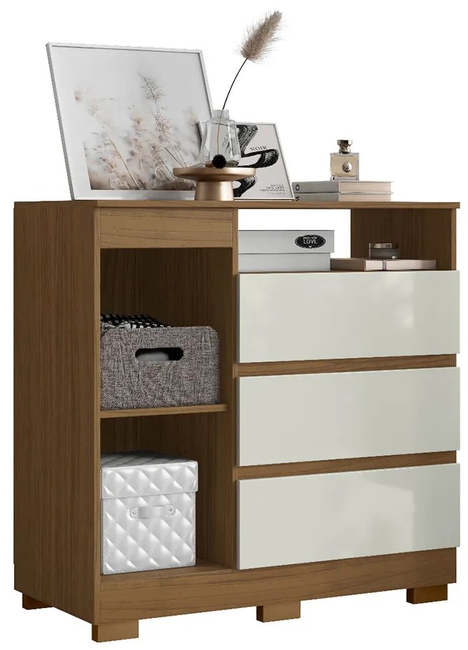 Cômoda Quarto com 1 Porta Sapateira 97cm Tayna A09 - D'Rossi - Atacama e Off White