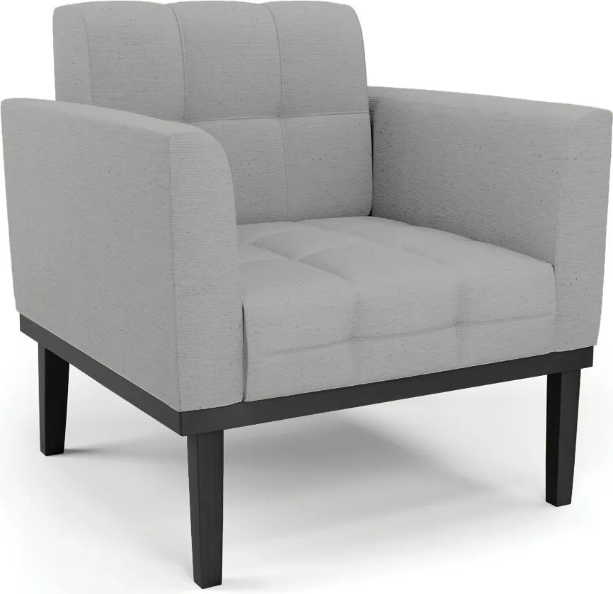 Poltrona Decorativa Karen Pés Fixo em Madeira Preto Linho Cinza G19 - Gran Belo