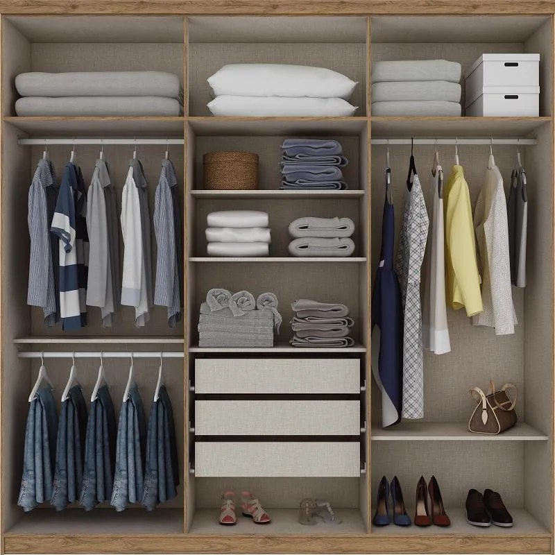 Guarda Roupa Roupeiro Casal 6 Portas 3 Gavetas Jade Henn