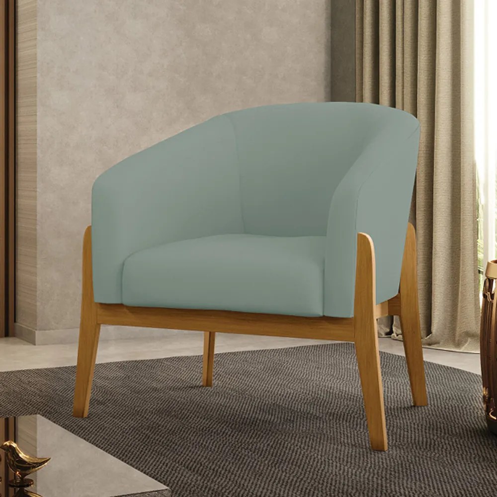 Poltrona Decorativa Base Madeira Stella Cotelê Ext/Veludo D03 - D'Rossi - Menta
