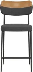 Banqueta Cozinha Média Milli Linho Grafite/Caramelo A14     - Mpozenat