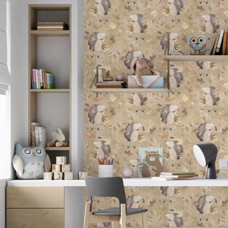 Papel Infantil Aquarela Bichinho Folhagens Outono