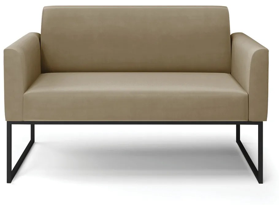 Sofá 2 Lugares Namoradeira Marisa Industrial Preto Suede D03 - D'Rossi - Marrom Rato