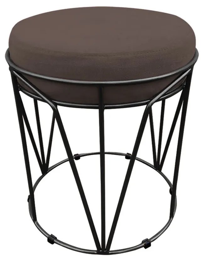 Kit 02 Puffs Multiuso com Mesa Babu 2 em 1 Suede Base Preto D'Rossi - Marrom