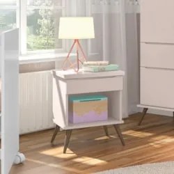 Mesa de Cabeceira Infantil 1 Gaveta Mel Z39 Rosê - Mpozenato