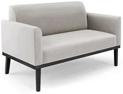Sofá Namoradeira e 2 Poltronas Base Madeira Preto Maressa Veludo Cinza