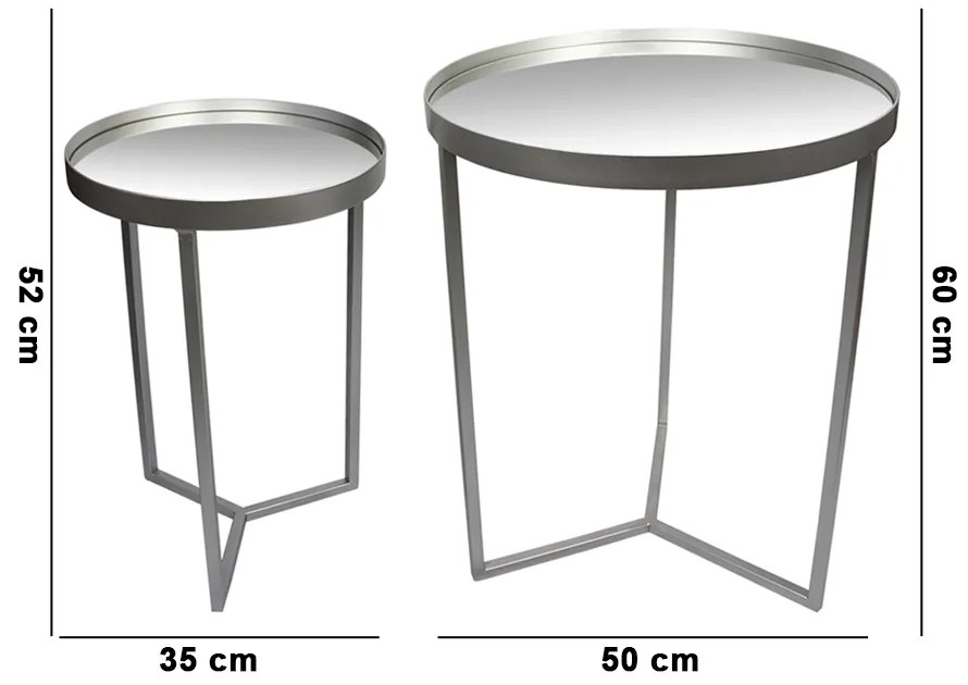 Conjunto Mesa de Apoio e Lateral Espelhada Prata A06 - D'Rossi
