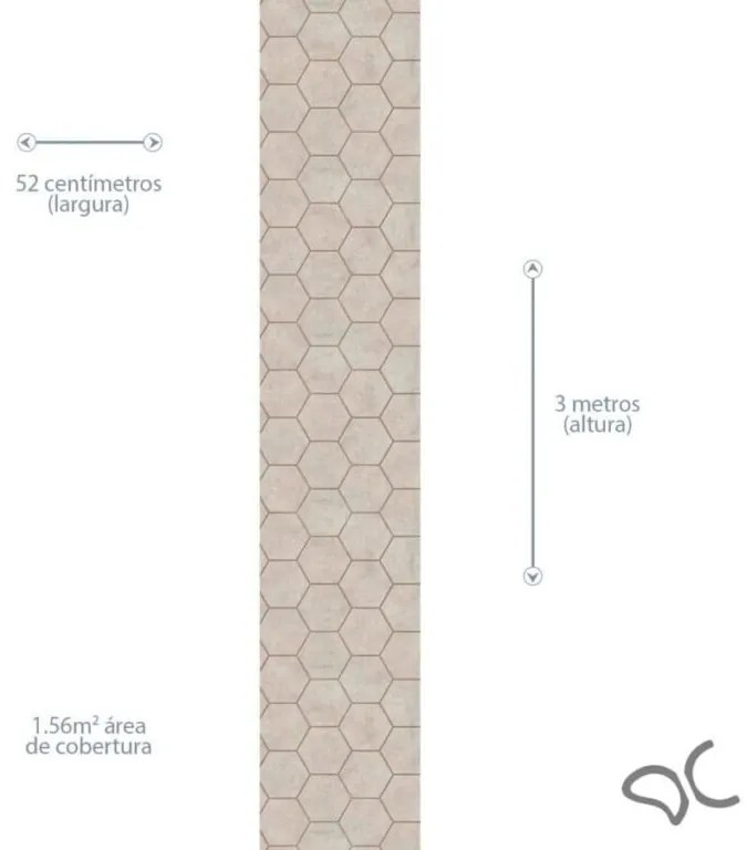 Papel de Parede Hexágono Cimento Marrom Rose