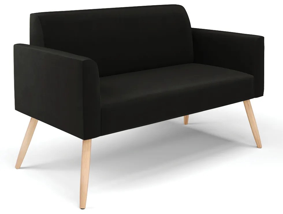 Sofá Namoradeira com Poltrona Pés Palito Natural Marisa Suede Preto D03 - D'Rossi