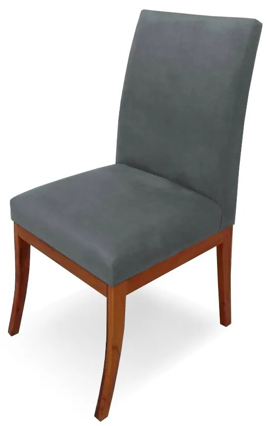 Conjunto 2 Cadeiras Raquel para Sala de Jantar Base de Eucalipto Suede Cinza