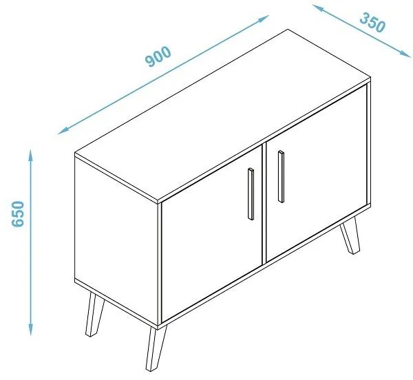 Armário Rack Balcão 2 Portas 1 Prateleira BPP 64 - Branco/Preto