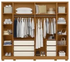 Guarda Roupa Casal 270cm com Espelho Fascine A02 Off/Cinamomo - Mpozen