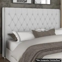 Cabeceira Cama Box Solteiro 90cm Florenza Z37 Linho Cinza Claro - Mpoz