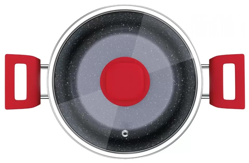 Caçarola Titânio Red 22cm + Tampa de vidro