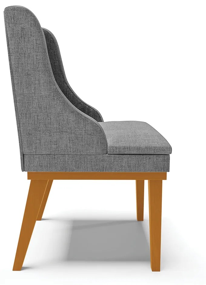 Cadeira Sala Jantar Kit 6 Liz Base Madeira Castanho Linho D03 - D'Rossi				 - A26 Grafite