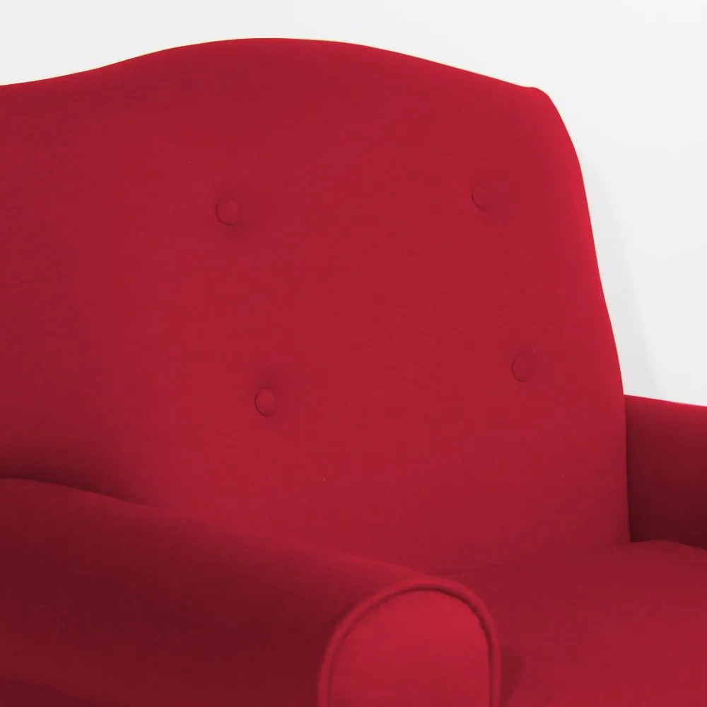 Poltrona da Vovó Lucy Decorativa Luxo Suede Vermelho