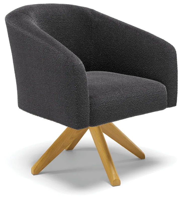 Poltrona Decorativa Giratória MA30 Stella Bouclê Grafite D03 - D'Rossi