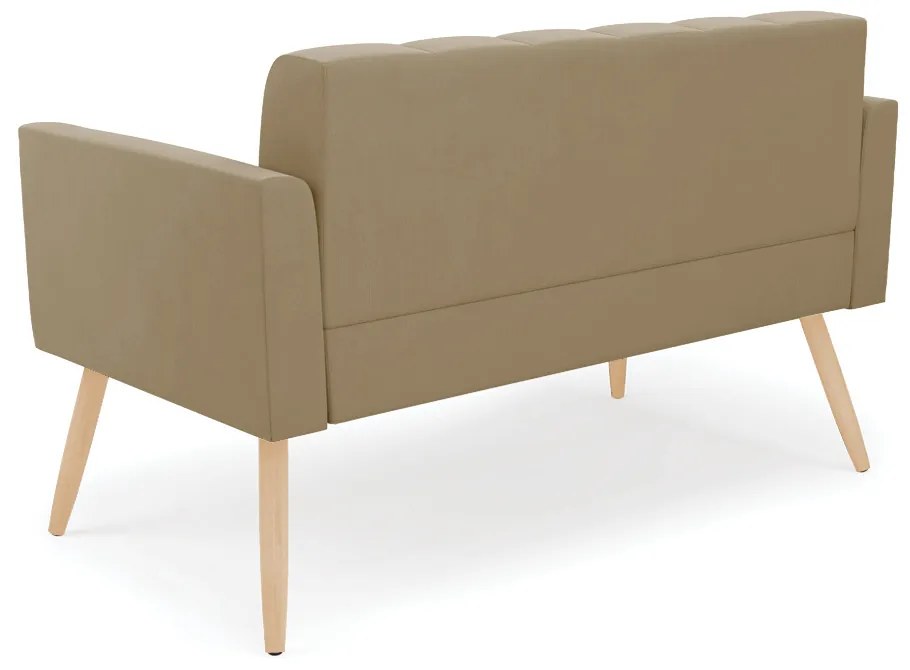 Sofá Namoradeira Elisa Suede Pés Palito Natural - D'Rossi - Marrom Rato