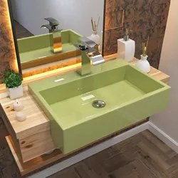 Cuba Pia Semi Encaixe para Banheiro Retangular 54cm XRT C08 Verde Acqu