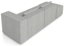 Sofá 4 Lugares 323cm Com Puff Esquerdo Fay Linho Cinza Z55 - Mpozenato