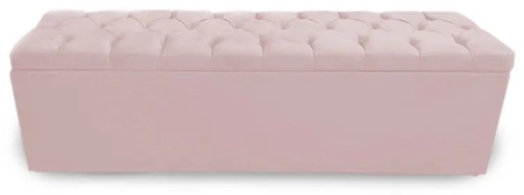 Calçadeira Baú Solteiro 100cm Nicole Capitonê Suede Rosa Bebê - Sheep Estofados - Rosa