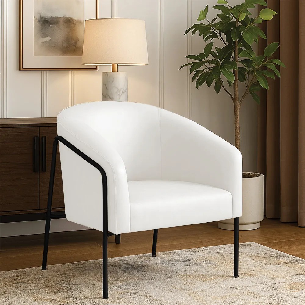 Poltrona Sala Industrial Alta Preto Stella Sintético PU D03 - D'Rossi - Branco