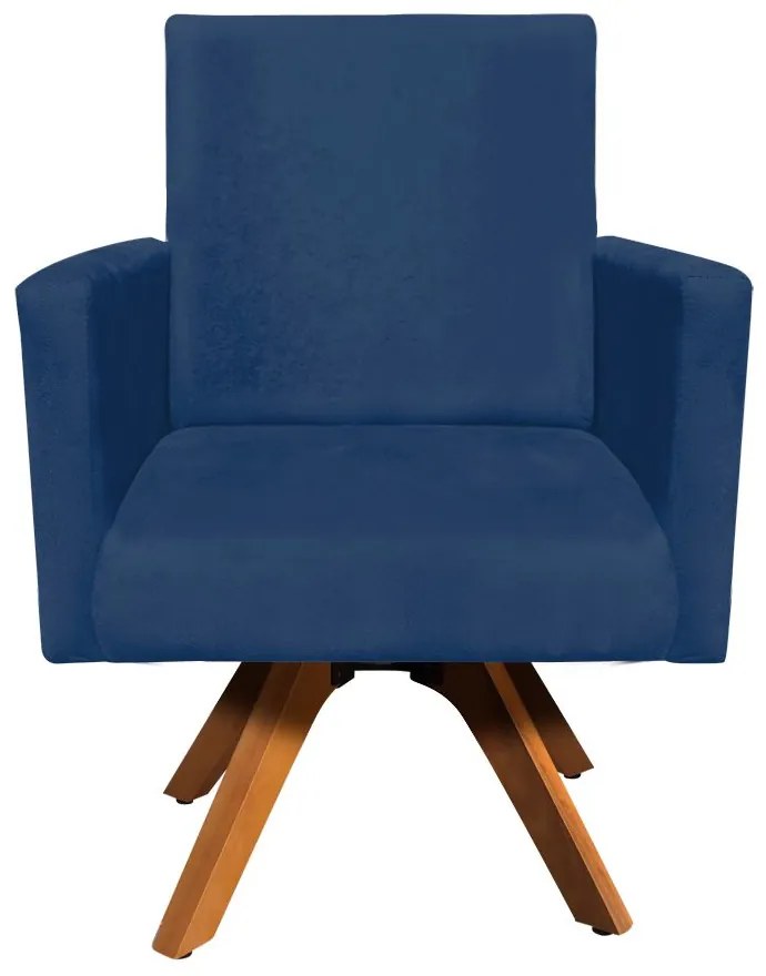 POLTRONA GIRATORIA NINA SUEDE BASE MADEI - Azul Marinho