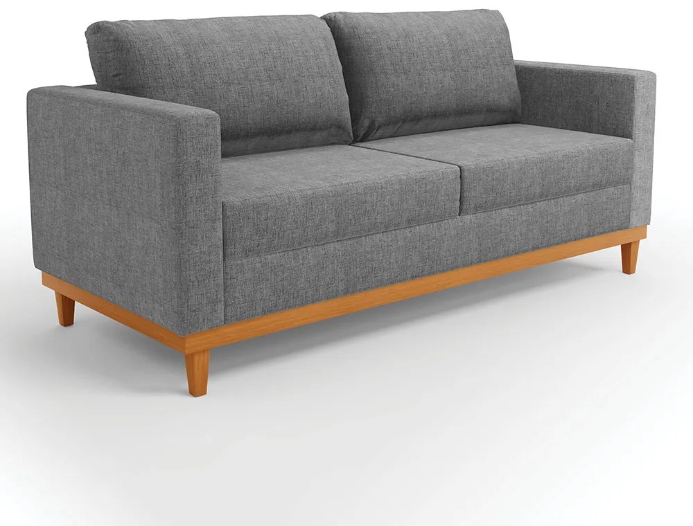 Sofá 03 Lugares Juliette Linho Base Madeira Castanho D03 - D'Rossi - A32 Palha