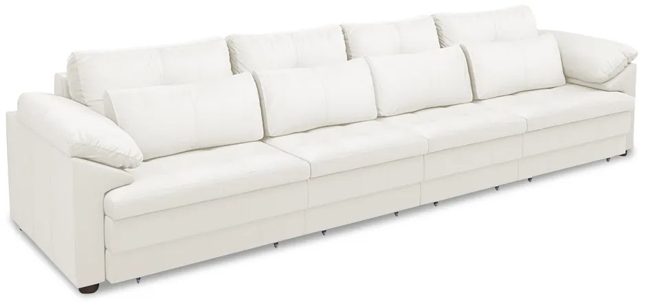 Sofá Retrátil Elétrico Sala de Estar Nolan Bipartido 379cm Conforto Premium em Couro Branco G58 - Gran Belo