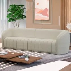 Sofá Living Decorativo 3 Lugares 252cm Meris Z32 Boucle Cru - Mpozenat