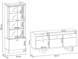 Cristaleira Aruan e Buffet Ellora H01 Off White/Cinamomo - Mpozenato