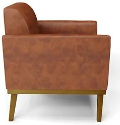 Poltrona Base Madeira Castanho Kit 2 Maressa Sintético PU Nozes - Ibiz