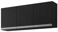 Armário e Balcão Gabinete Para Pia 120cm com Tampo 3 Portas Manu Preto