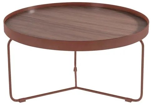 Mesa Centro Kevin Castanho Base Aco Corten 77 cm - 60028 Sun House