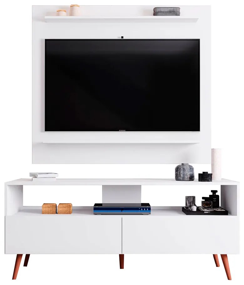 Conjunto Rack Bancada e Painel Adawi/Linden MDP/BP para TVs até 55 Branco G96 - Gran Belo