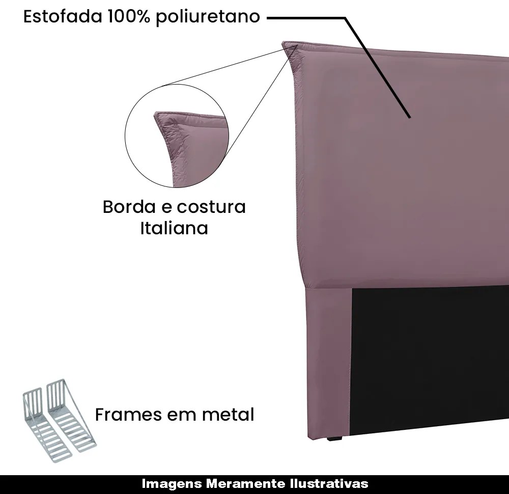 Cabeceira Decorativa Casal 1,40M Trento Veludo Uva G63 - Gran Belo