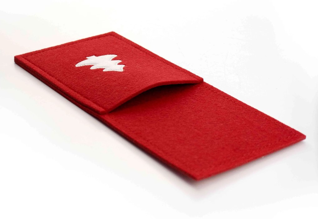 Porta talher de Natal Árvore Vermelho e Branco 23x10cm -D'Rossi