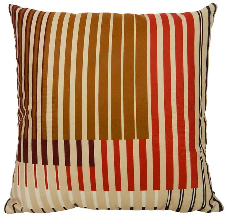 Capa de Almofada Olimpya em Suede Tons Marfim com Ferrugem - Listras - 60x30cm