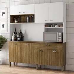 Armário de Cozinha Compacta 182cm Mary K02 Freijó/Supremo - Mpozenato