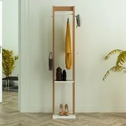 Cabideiro Grande Com Prateleira AZ1019 Amêndoa/Branco - Tecno Mobili