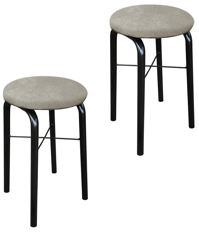 Kit 02 Banquetas Baixa Manu Suede Marrom Rato
