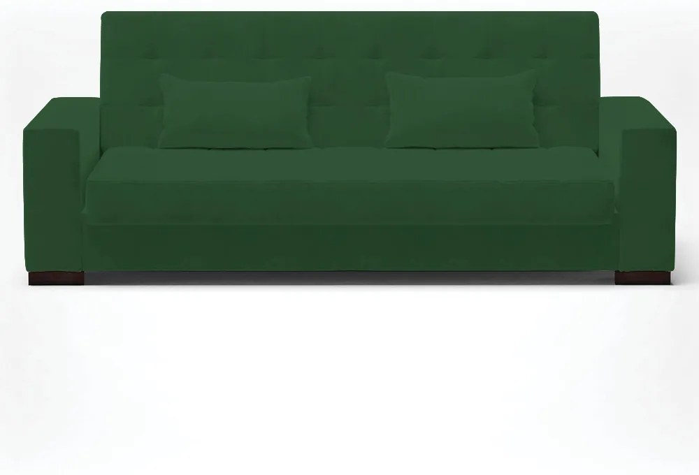 Sofá Cama Casal 3 Lugares 210cm Lisboa Veludo Verde  D03 - D'Rossi
